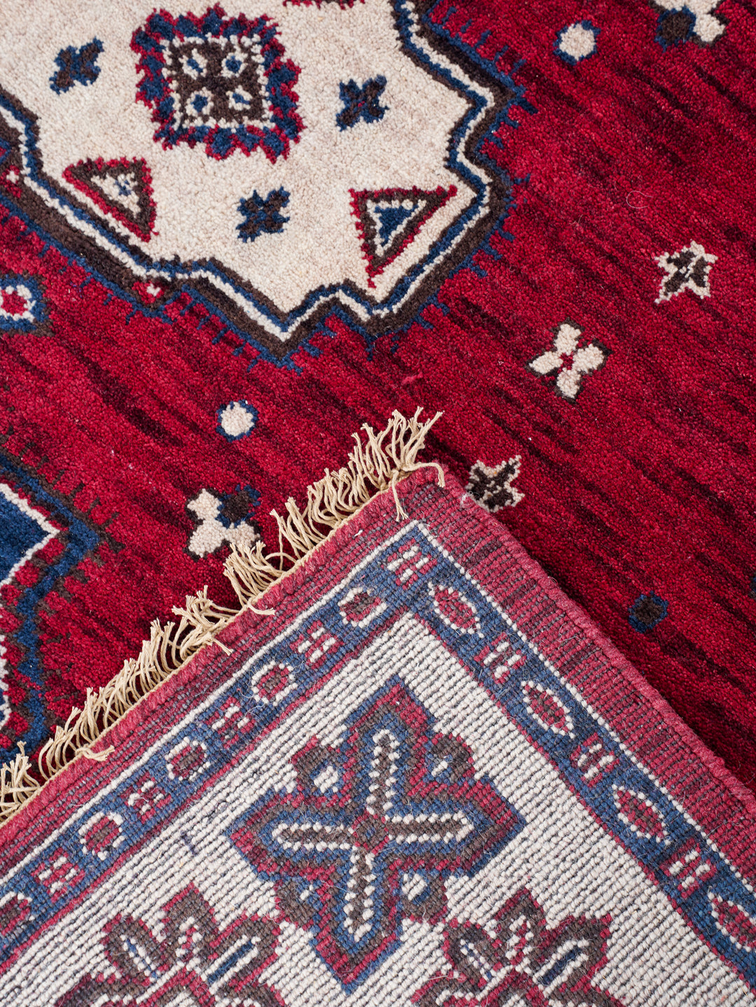 Hand Knotted Oriental Wool Red Cream Area Rug