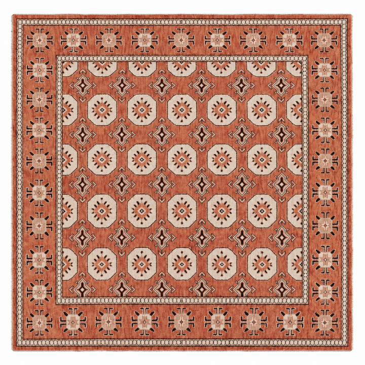 Geometric Oriental Hand-Knotted Wool Area Rug