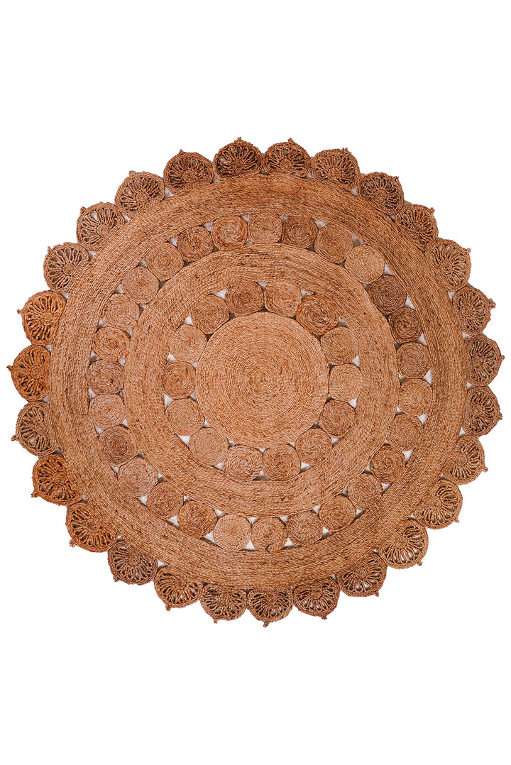 MandalaWeave Hand Woven Jute Oriental Round Rug