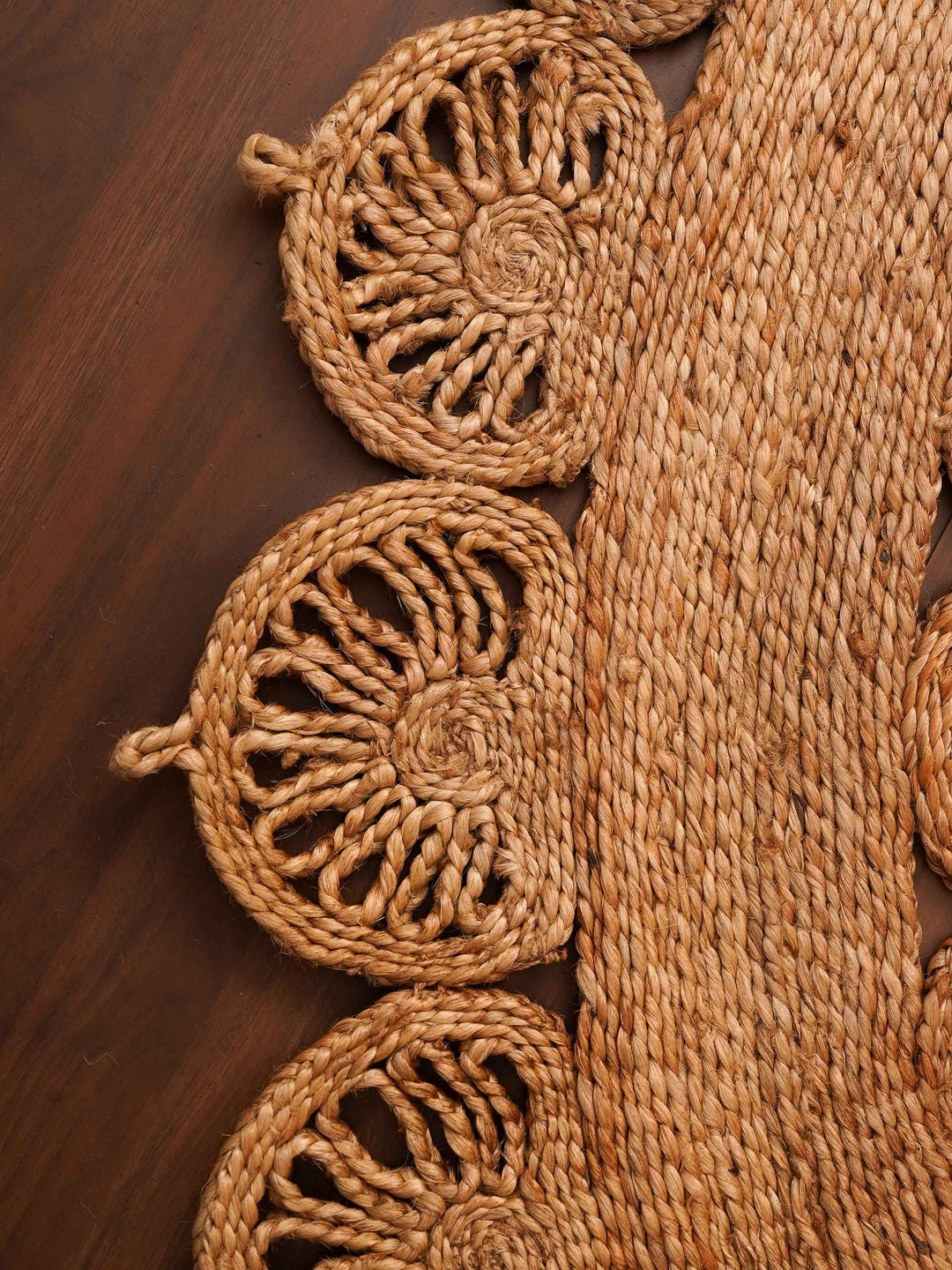 MandalaWeave Hand Woven Jute Oriental Round Rug
