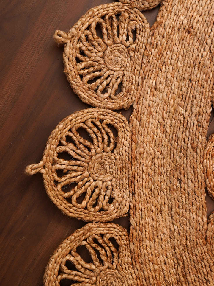 MandalaWeave Hand Woven Jute Oriental Round Rug