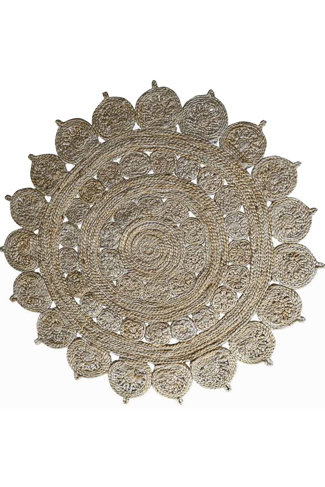 MandalaWeave Hand Woven Jute Oriental Round Rug