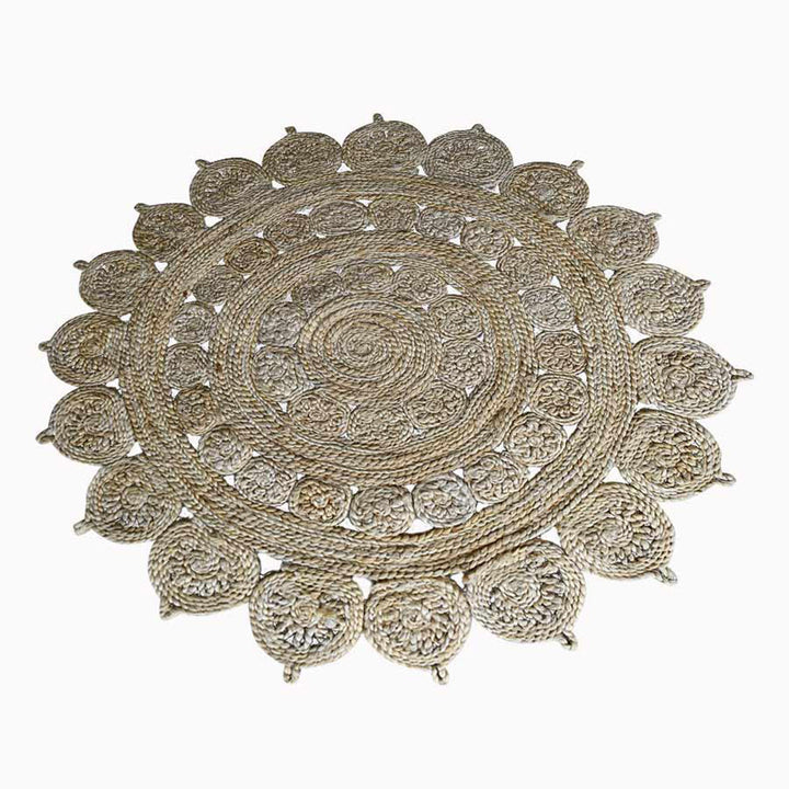 MandalaWeave Hand Woven Jute Oriental Round Rug