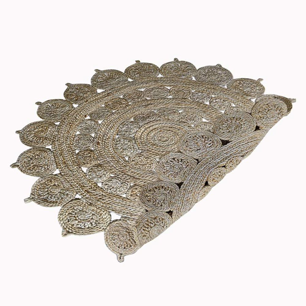 MandalaWeave Hand Woven Jute Oriental Round Rug