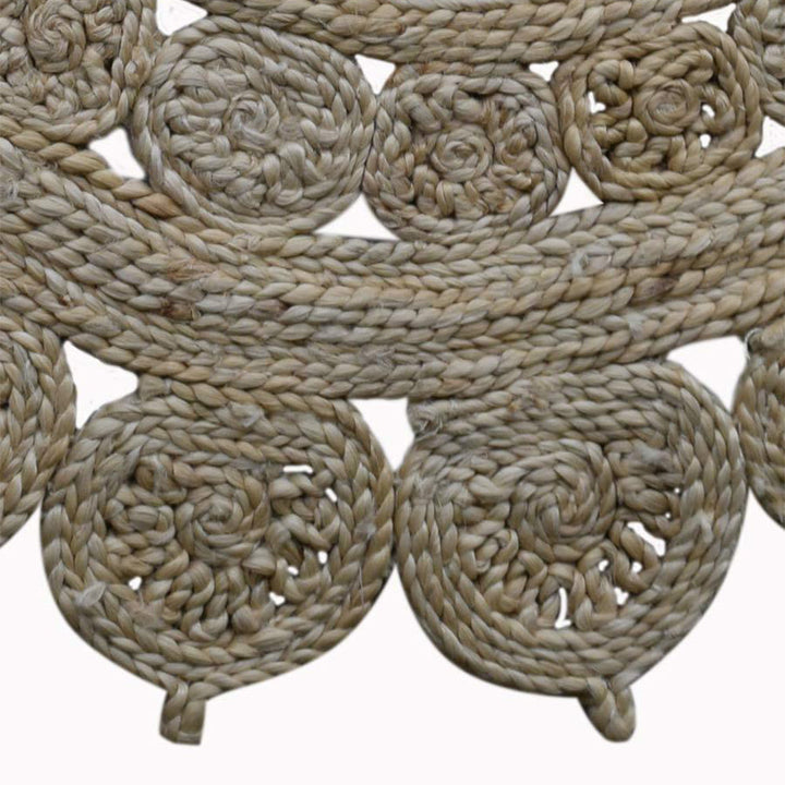 MandalaWeave Hand Woven Jute Oriental Round Rug