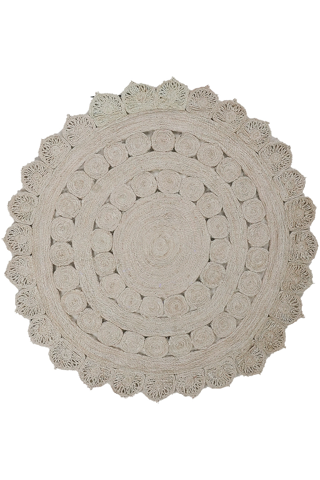 MandalaWeave Hand Woven Jute Oriental Round Rug