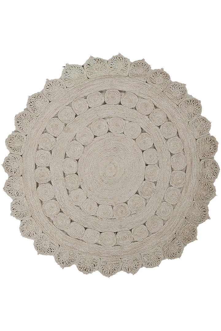 MandalaWeave Hand Woven Jute Oriental Round Rug