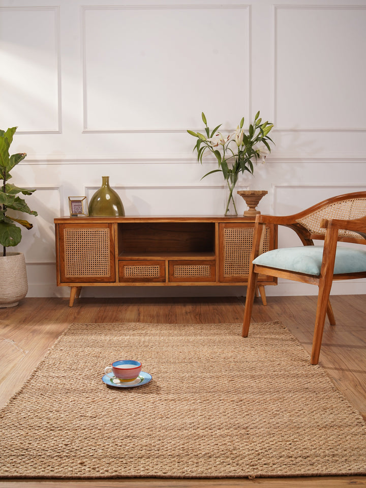Camel Solid Hand-Woven Jute Rug