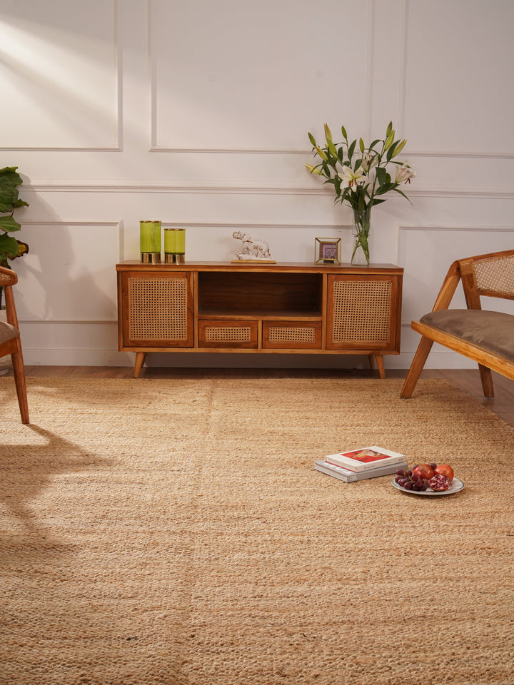 Light Brown Solid Hand-Woven Jute Rug
