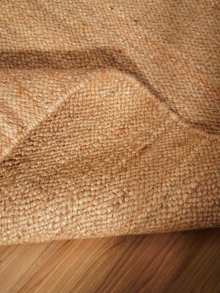 Light Brown Solid Hand-Woven Jute Rug