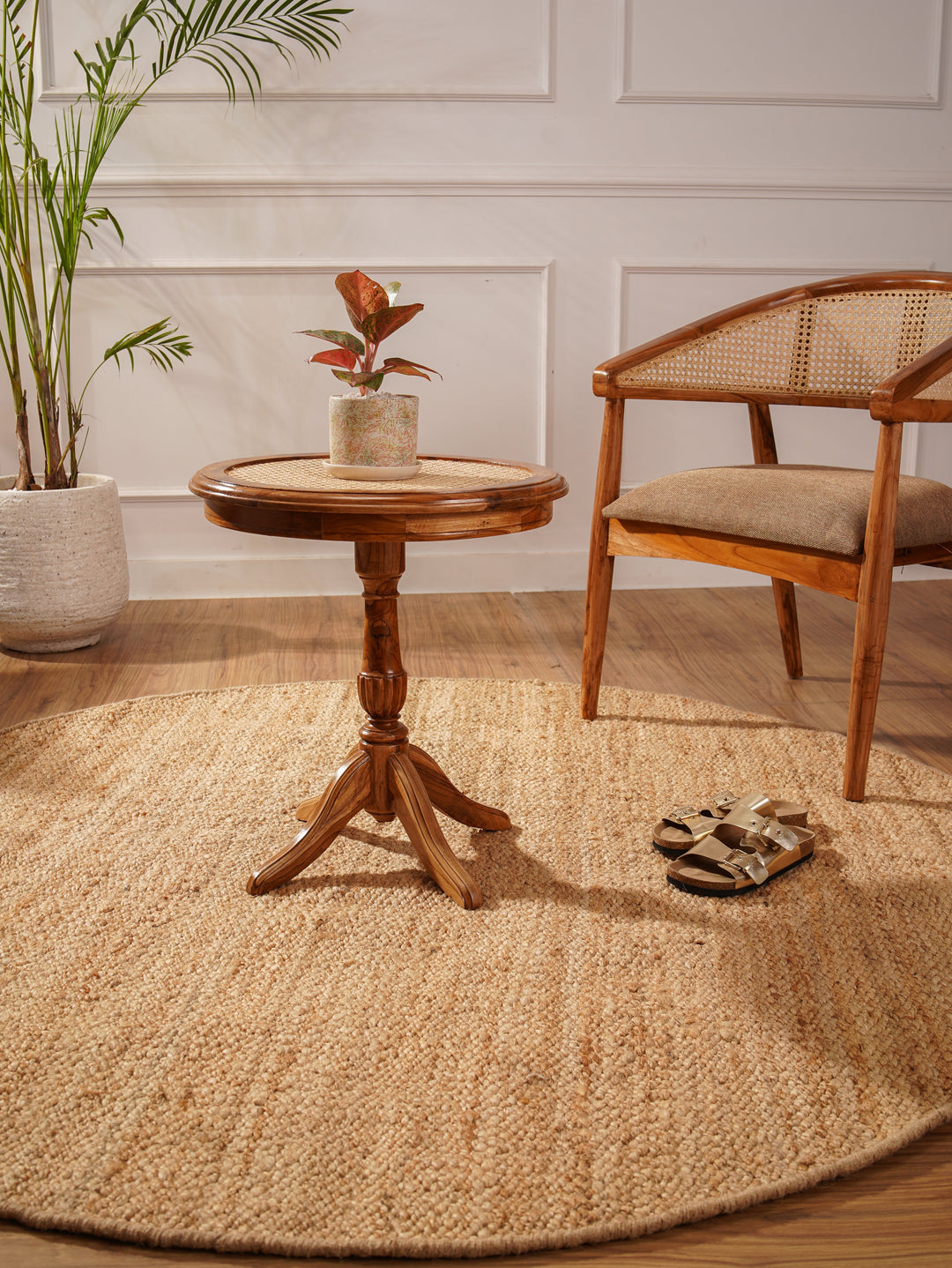 Light Brown Solid Hand-Woven Jute Rug