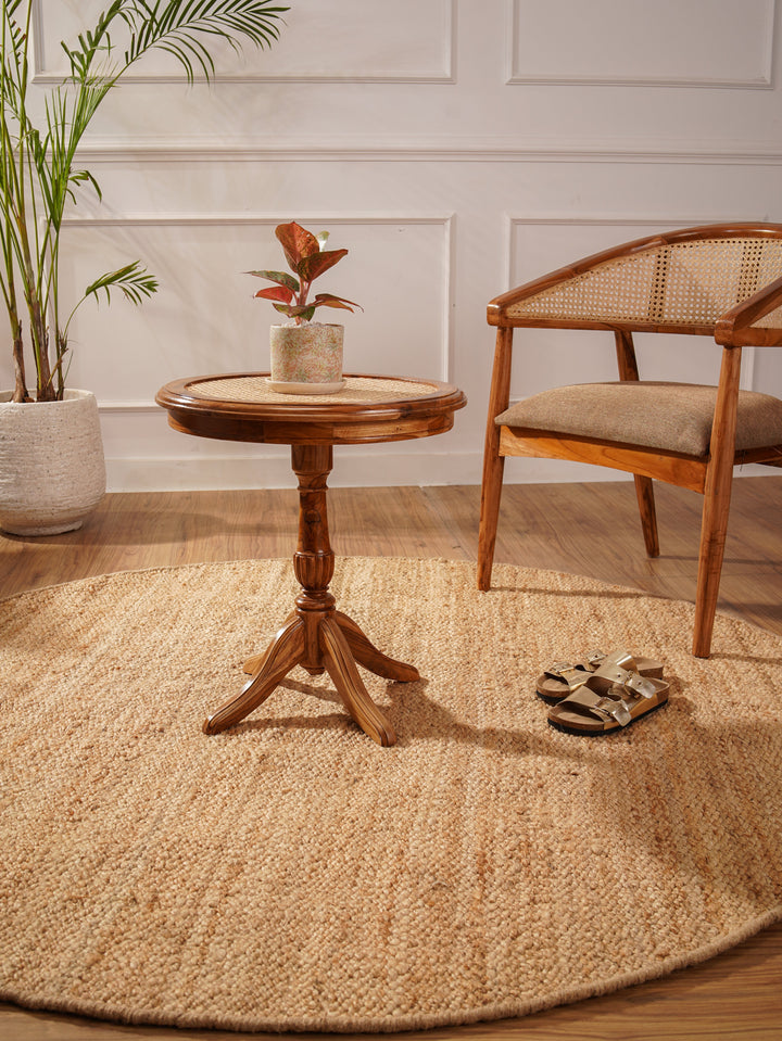 Light Brown Solid Hand-Woven Jute Rug