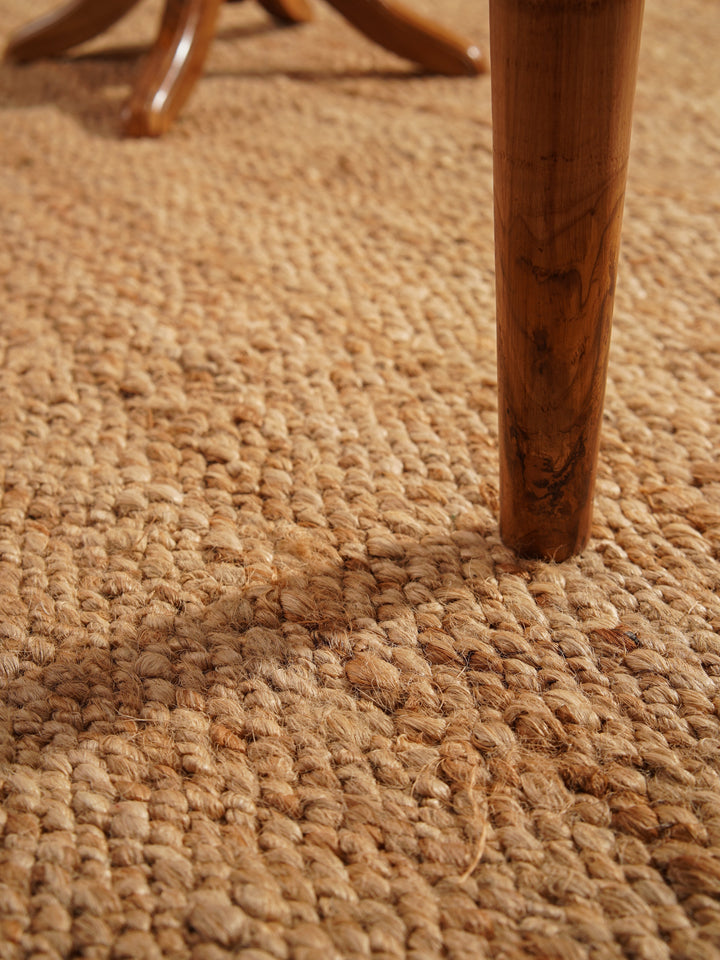 Light Brown Solid Hand-Woven Jute Rug