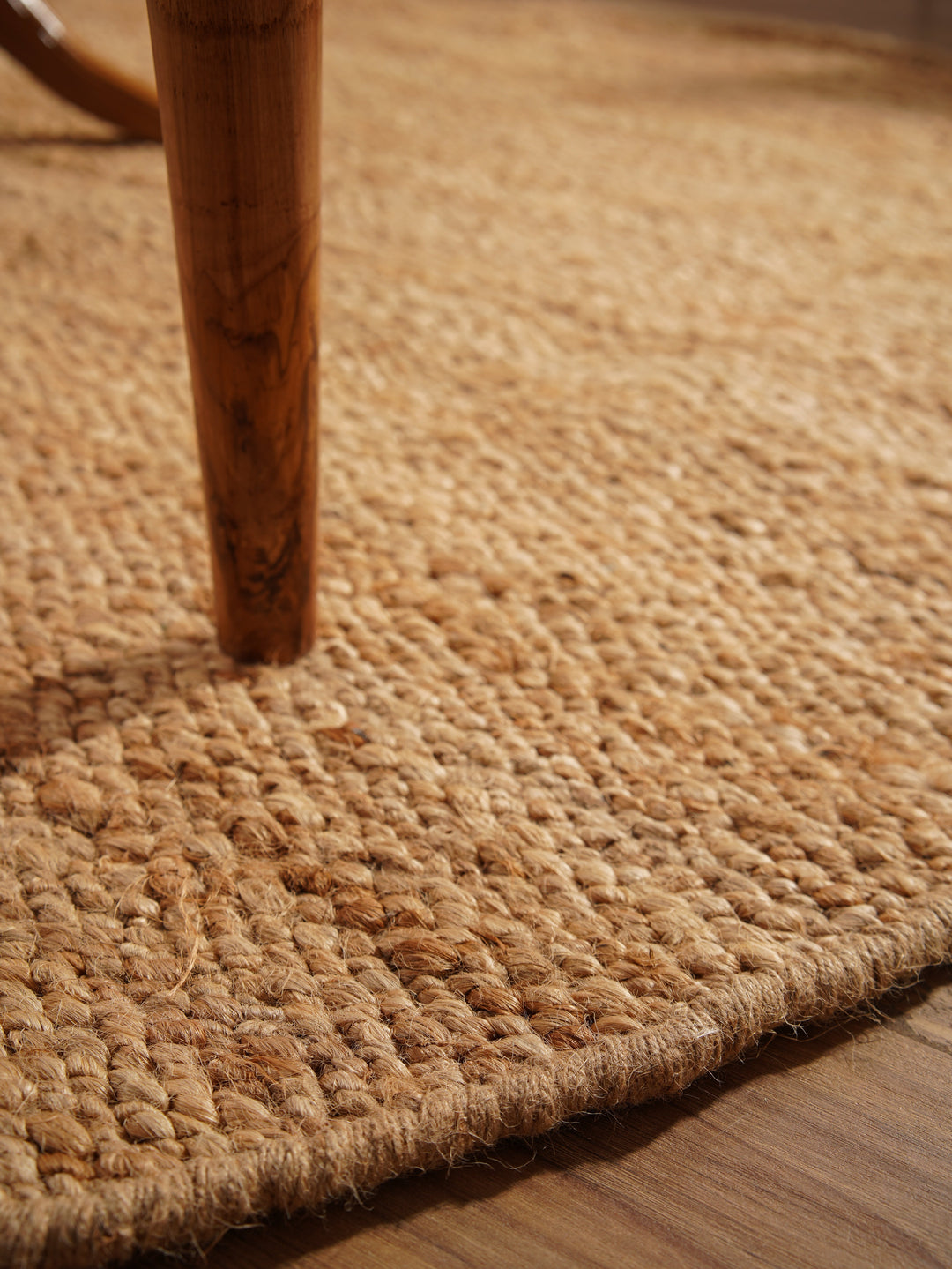 Light Brown Solid Hand-Woven Jute Rug