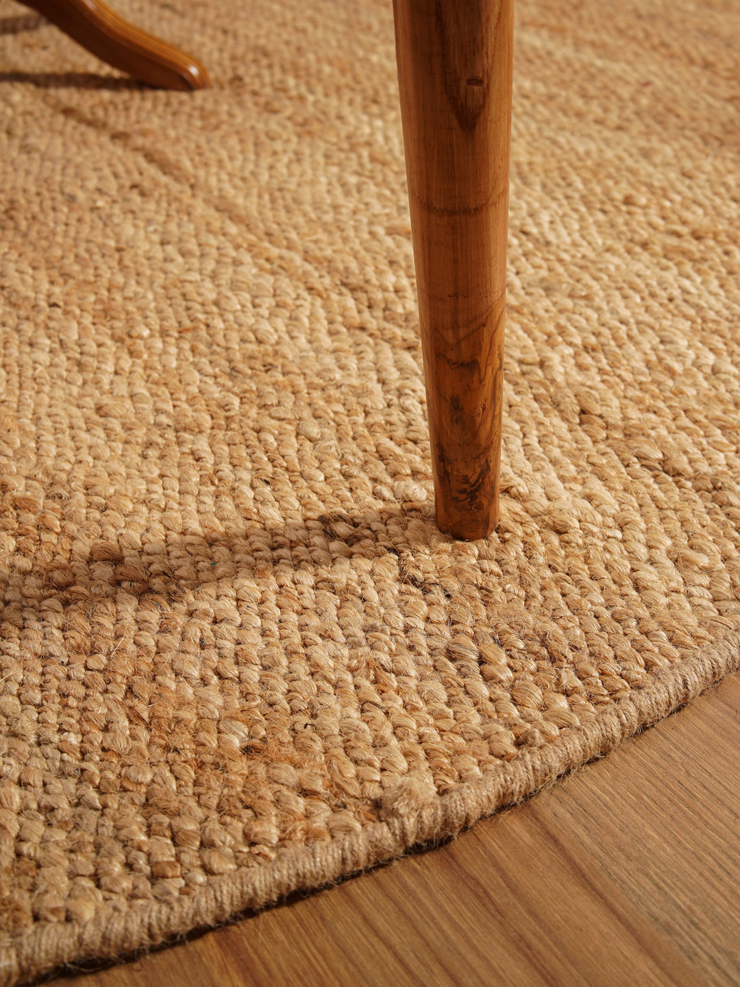 Light Brown Solid Hand-Woven Jute Rug