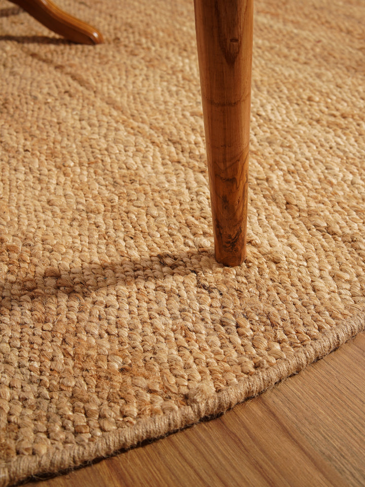 Light Brown Solid Hand-Woven Jute Rug