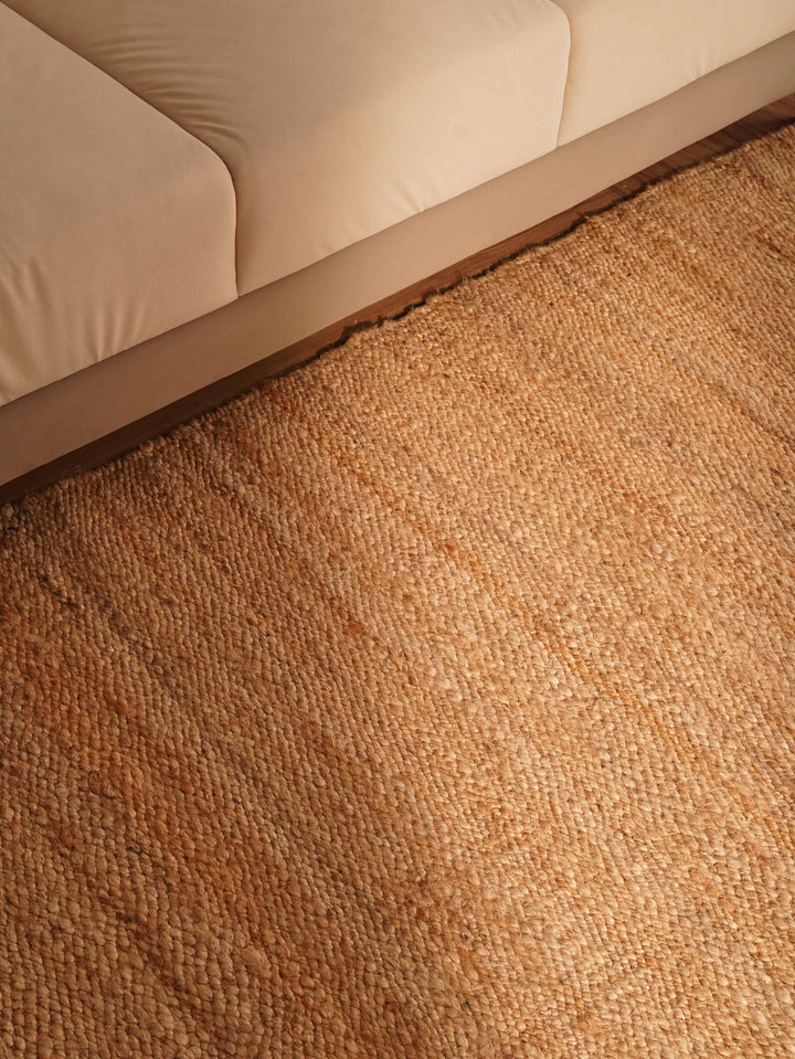 Light Brown Solid Hand-Woven Jute Rug