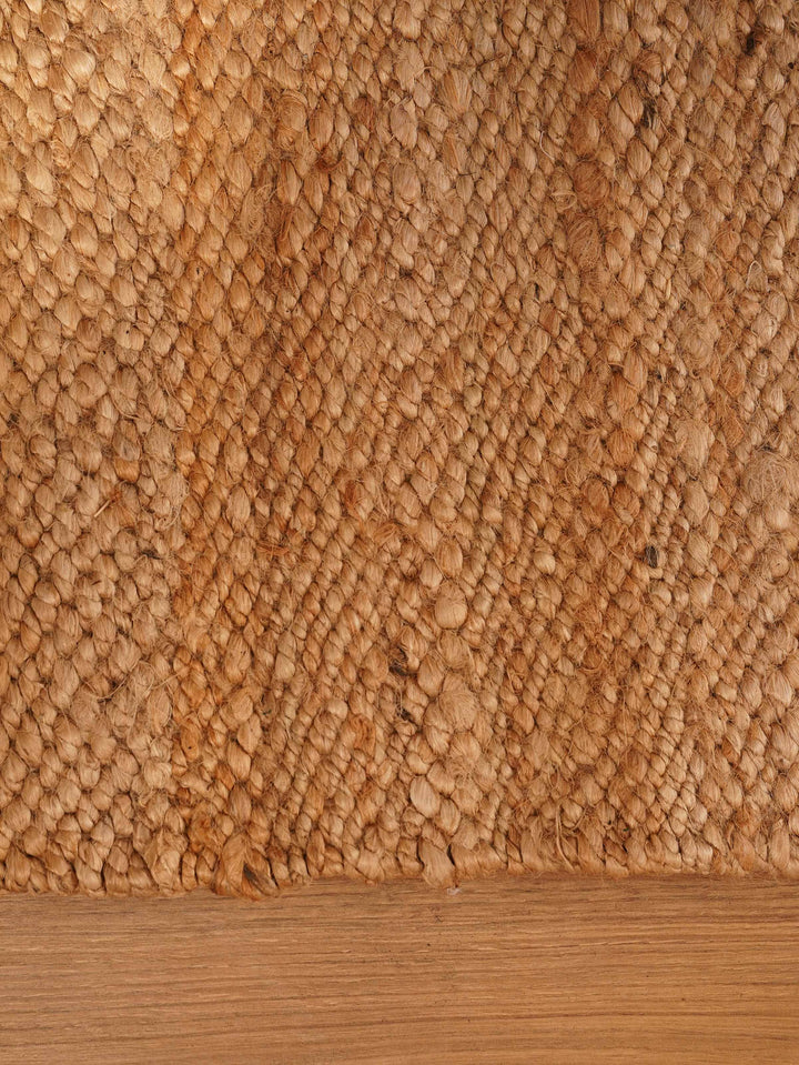 Light Brown Solid Hand-Woven Jute Rug