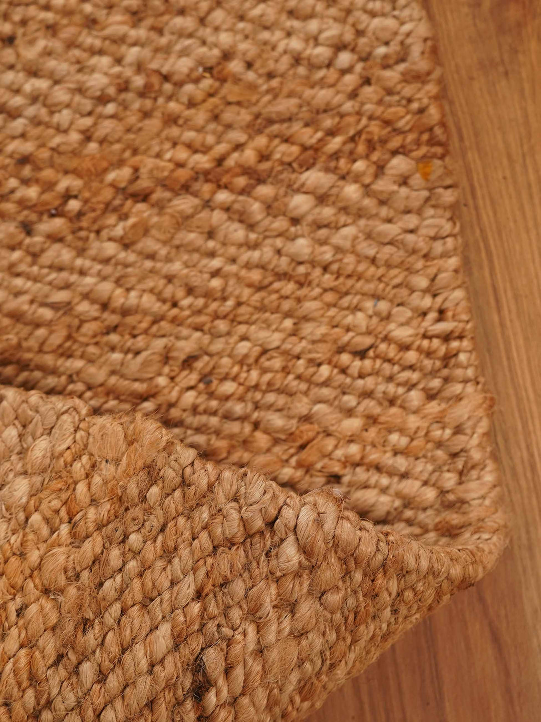Light Brown Solid Hand-Woven Jute Rug