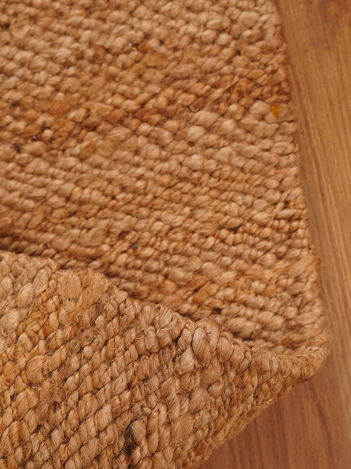 Light Brown Solid Hand-Woven Jute Rug