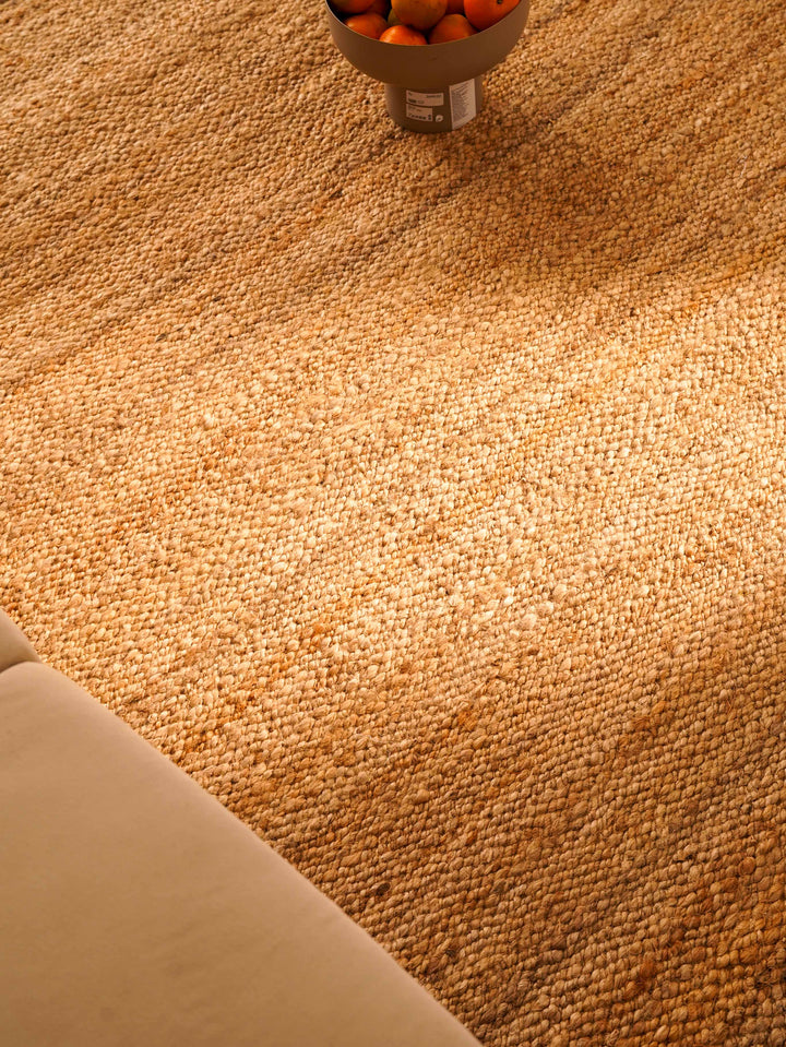 Light Brown Solid Hand-Woven Jute Rug