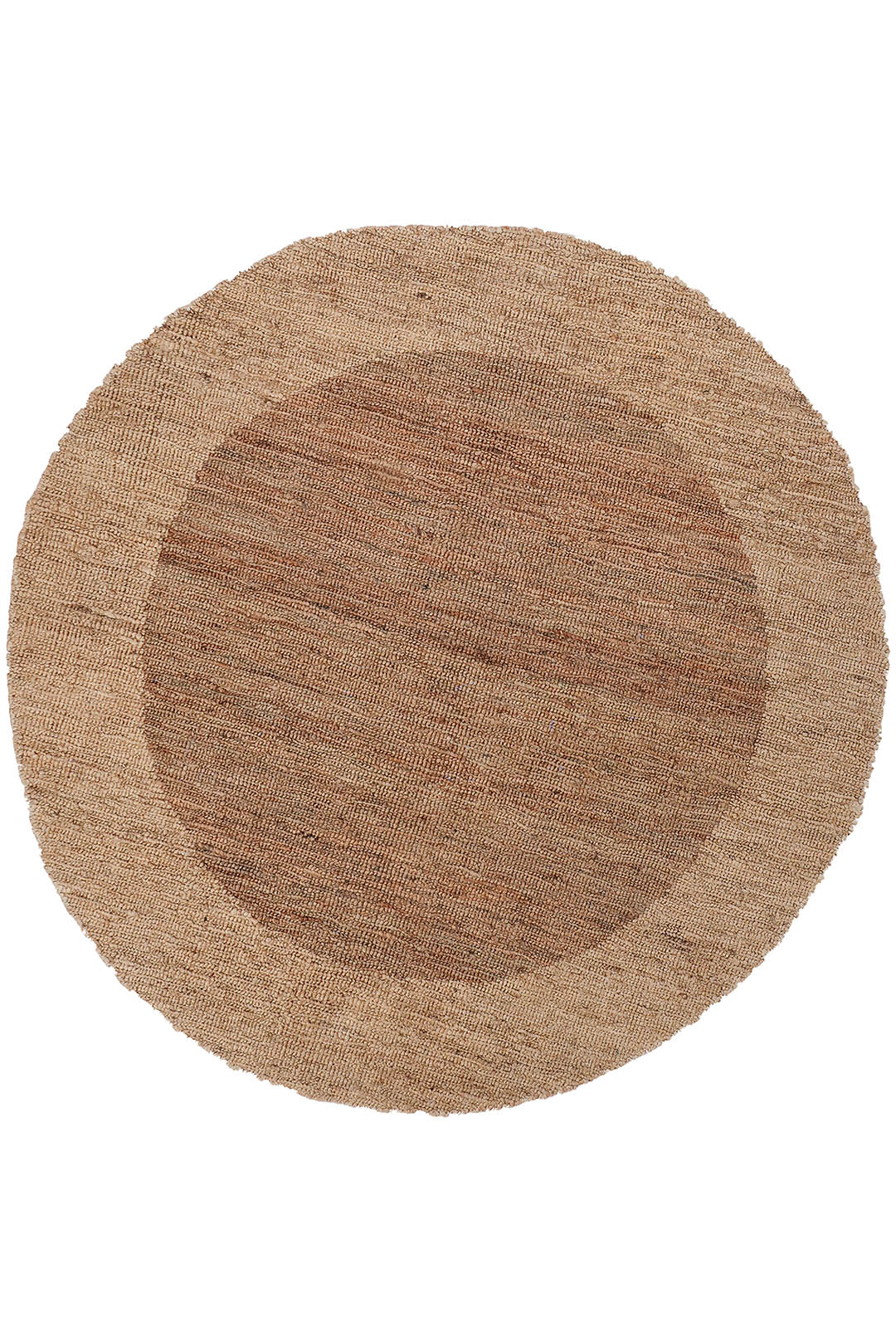 Light Brown & White Contemporary Hand-Knotted Sumak Jute Rug