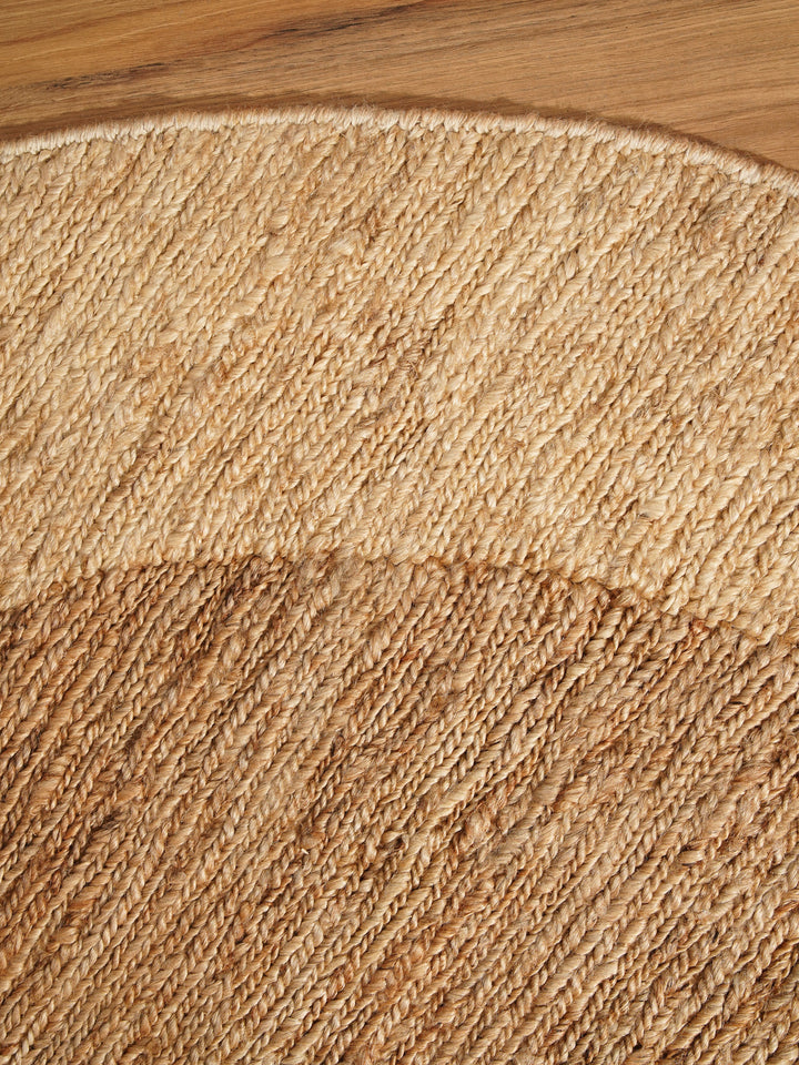 Light Brown & White Contemporary Hand-Knotted Sumak Jute Rug