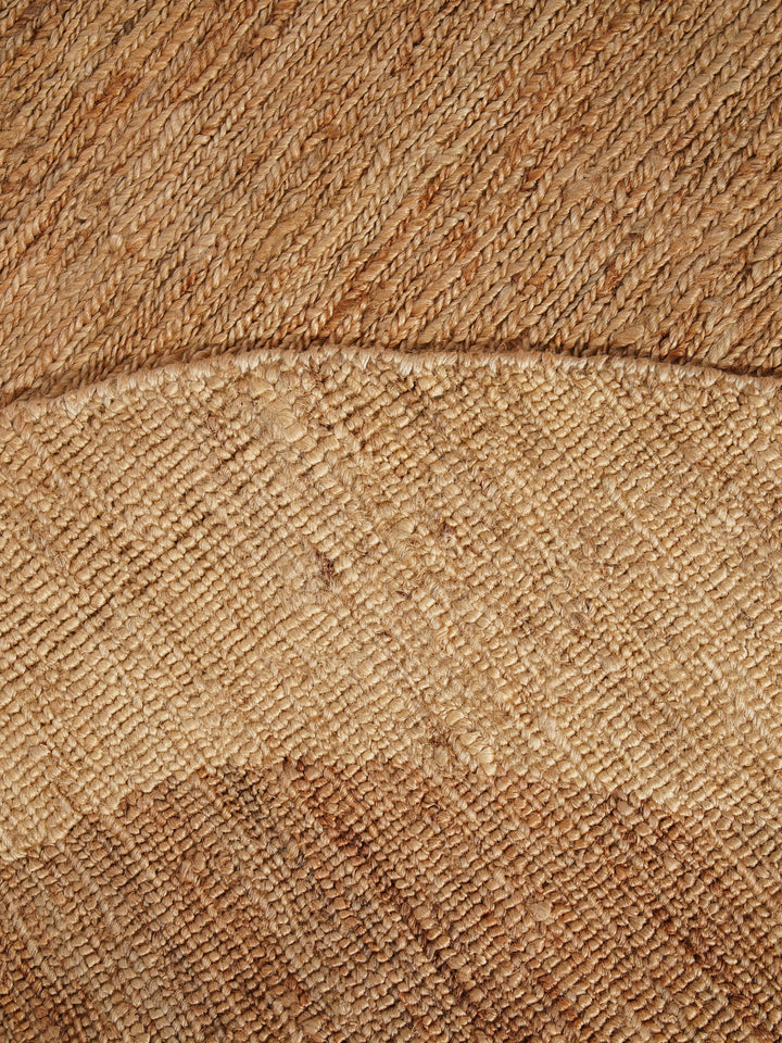Light Brown & White Contemporary Hand-Knotted Sumak Jute Rug