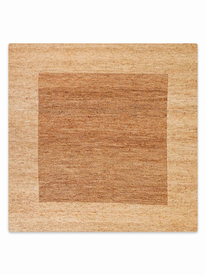 Light Brown & White Contemporary Hand-Knotted Sumak Jute Rug