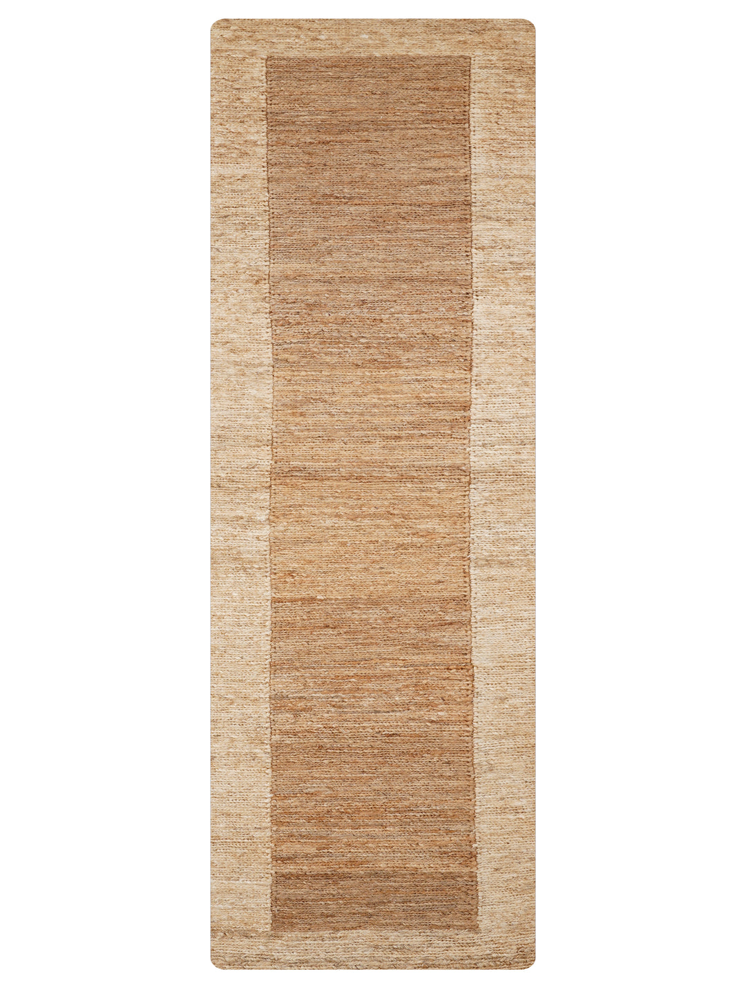 Light Brown & White Contemporary Hand-Knotted Sumak Jute Rug