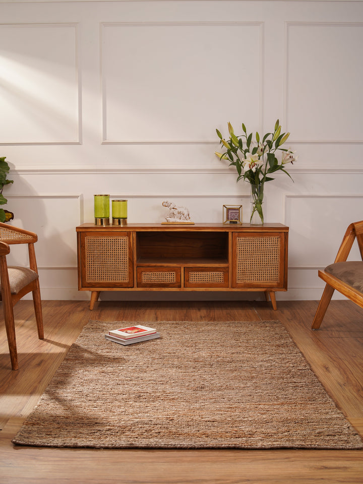 Light Brown Solid Hand-Knotted Sumak Jute Rug