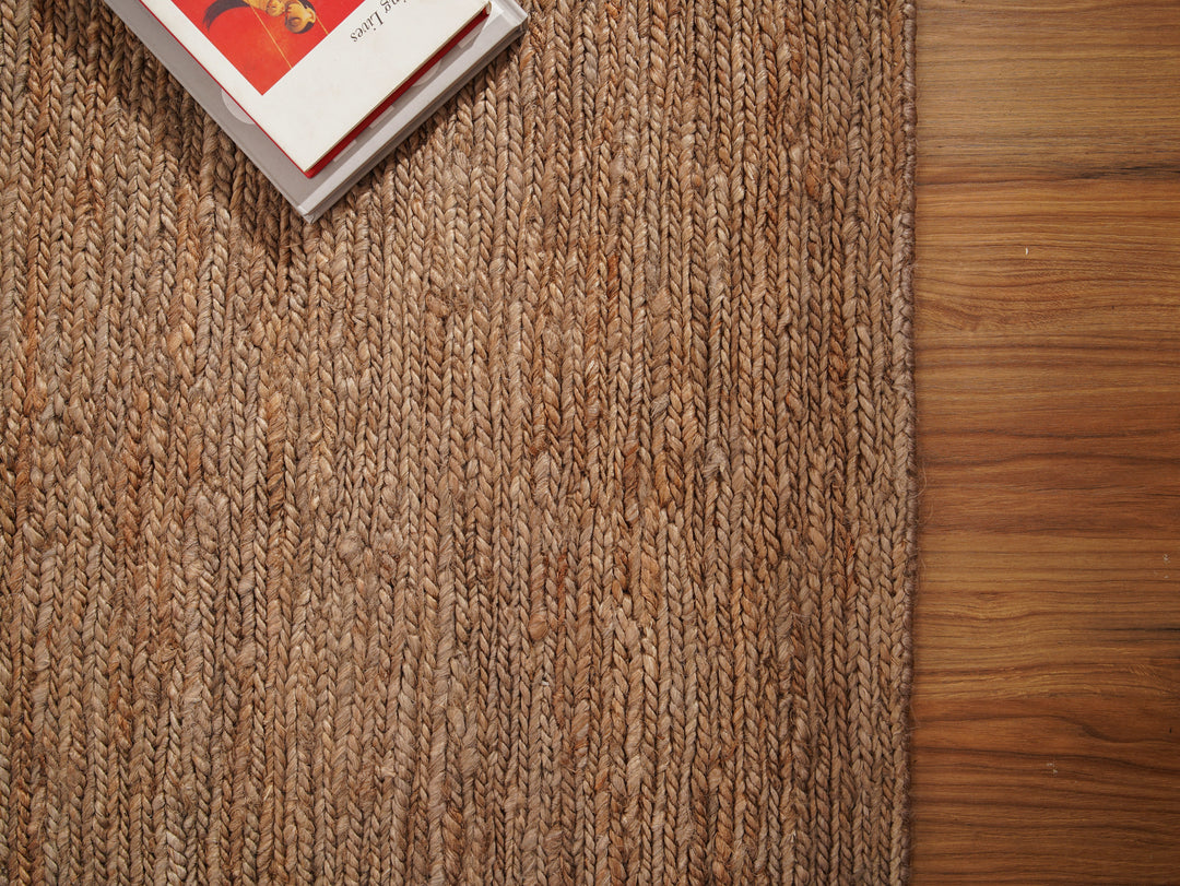 Light Brown Solid Hand-Knotted Sumak Jute Rug