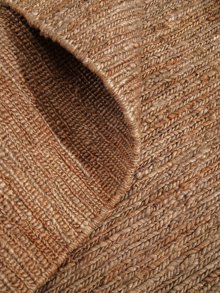 Light Brown Solid Hand-Knotted Sumak Jute Rug