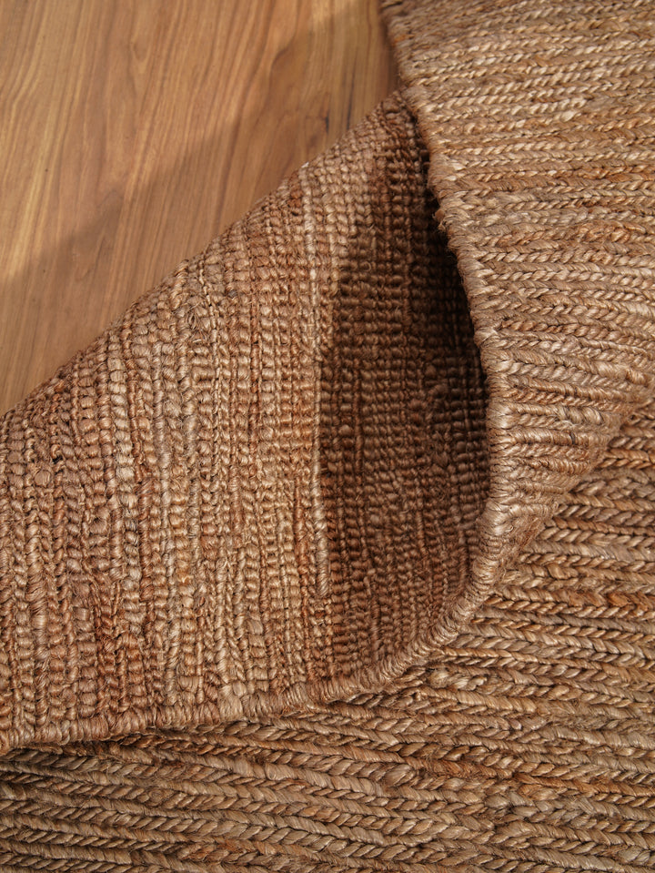 Light Brown Solid Hand-Knotted Sumak Jute Rug