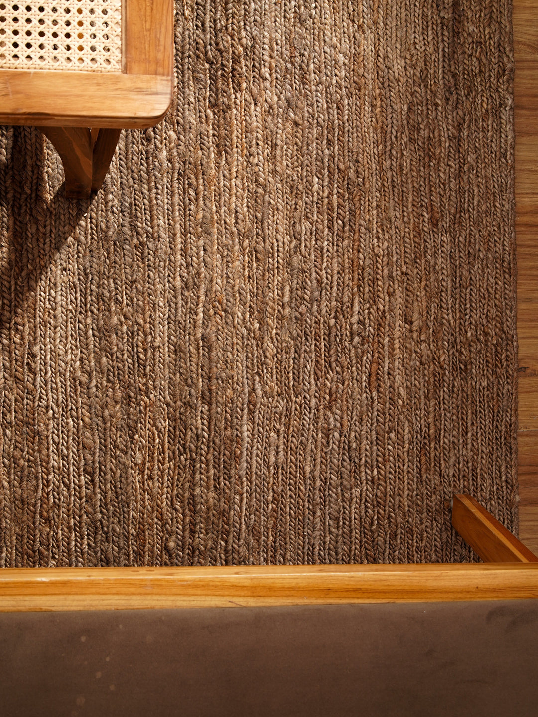 Light Brown Solid Hand-Knotted Sumak Jute Rug