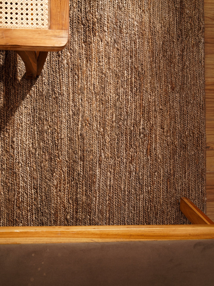 Light Brown Solid Hand-Knotted Sumak Jute Rug