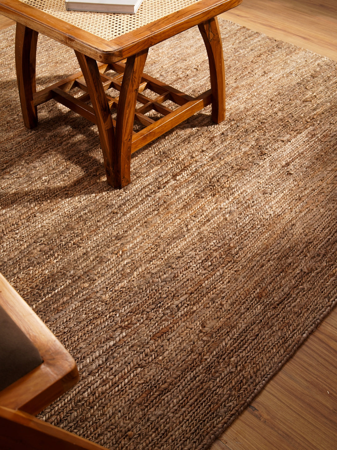 Light Brown Solid Hand-Knotted Sumak Jute Rug