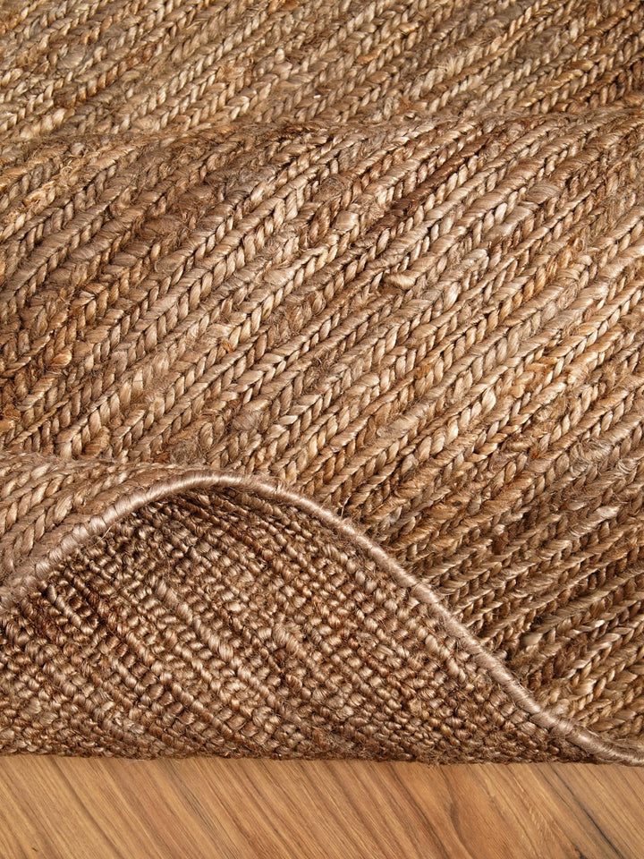 Light Brown Solid Hand-Knotted Sumak Jute Rug