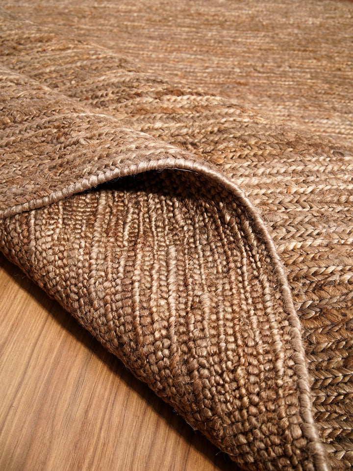 Light Brown Solid Hand-Knotted Sumak Jute Rug
