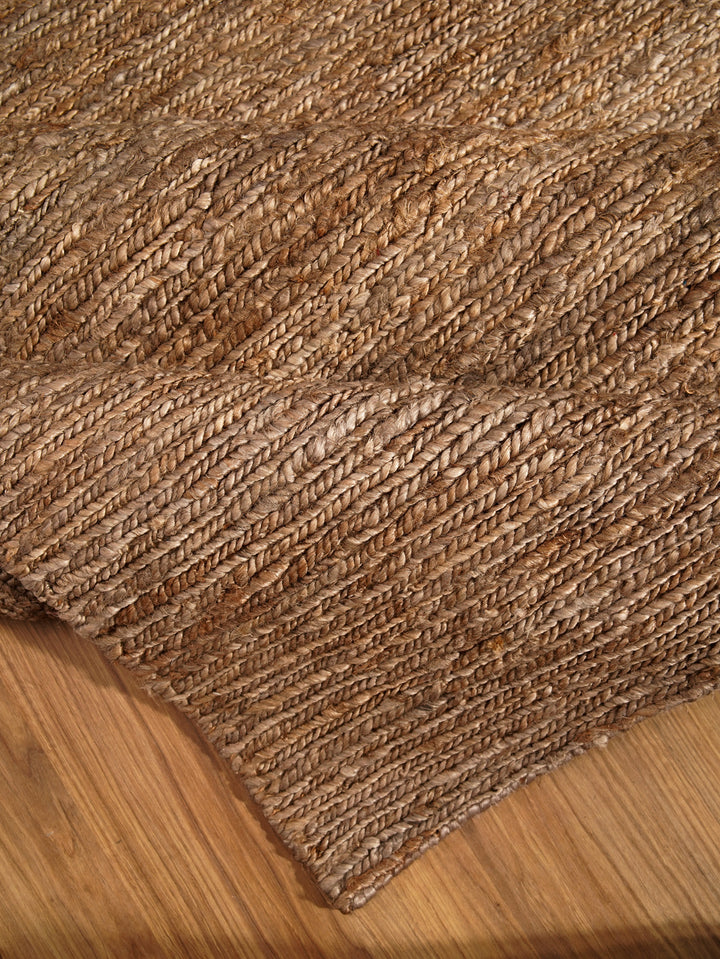Light Brown Solid Hand-Knotted Sumak Jute Rug