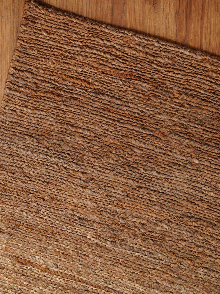 Light Brown Solid Hand-Knotted Sumak Jute Rug