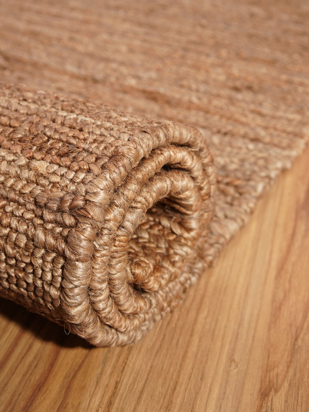 Light Brown Solid Hand-Knotted Sumak Jute Rug
