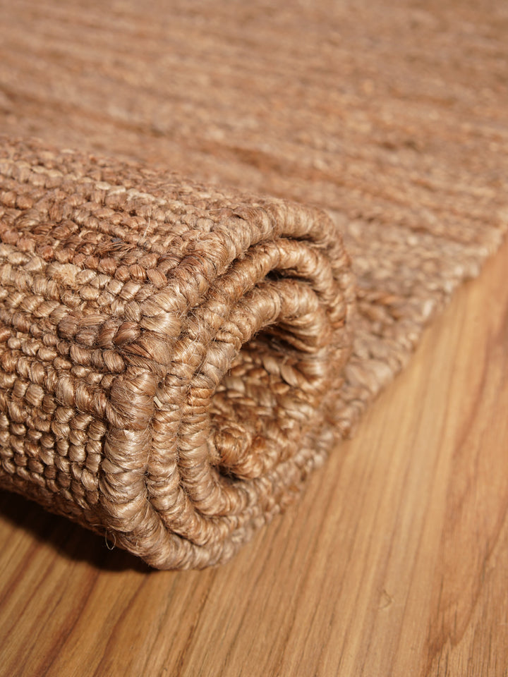 Light Brown Solid Hand-Knotted Sumak Jute Rug