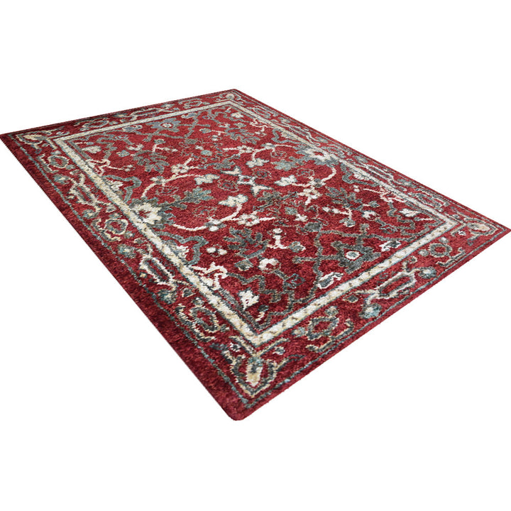 Red Oriental Hand-Knotted Jute Rug