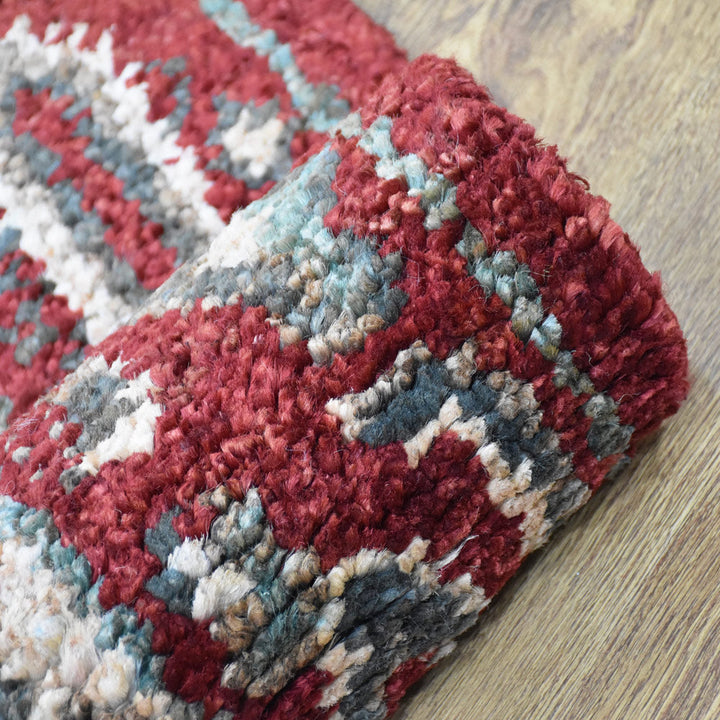 Red Oriental Hand-Knotted Jute Rug