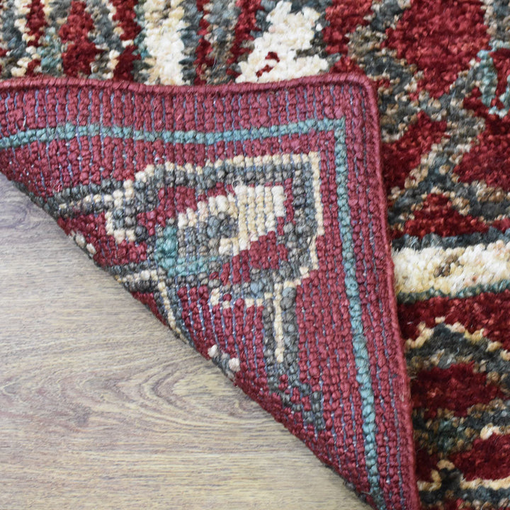 Red Oriental Hand-Knotted Jute Rug