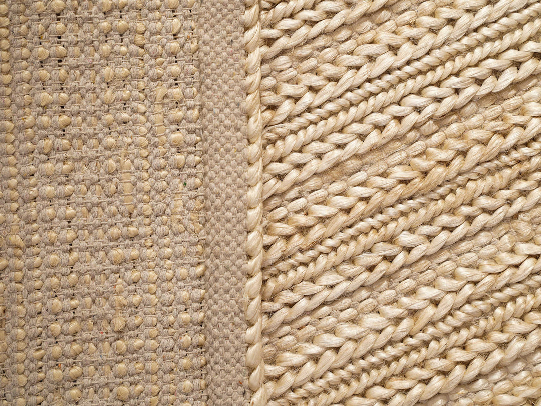 Ivory Contemporary Hand Knotted Sumak Jute Rug