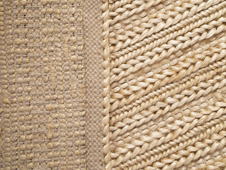 Ivory Contemporary Hand Knotted Sumak Jute Rug