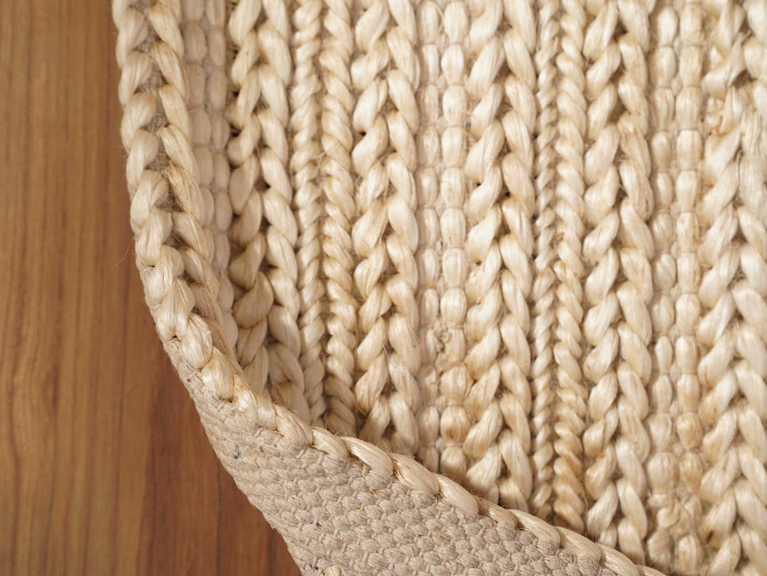 Ivory Contemporary Hand Knotted Sumak Jute Rug
