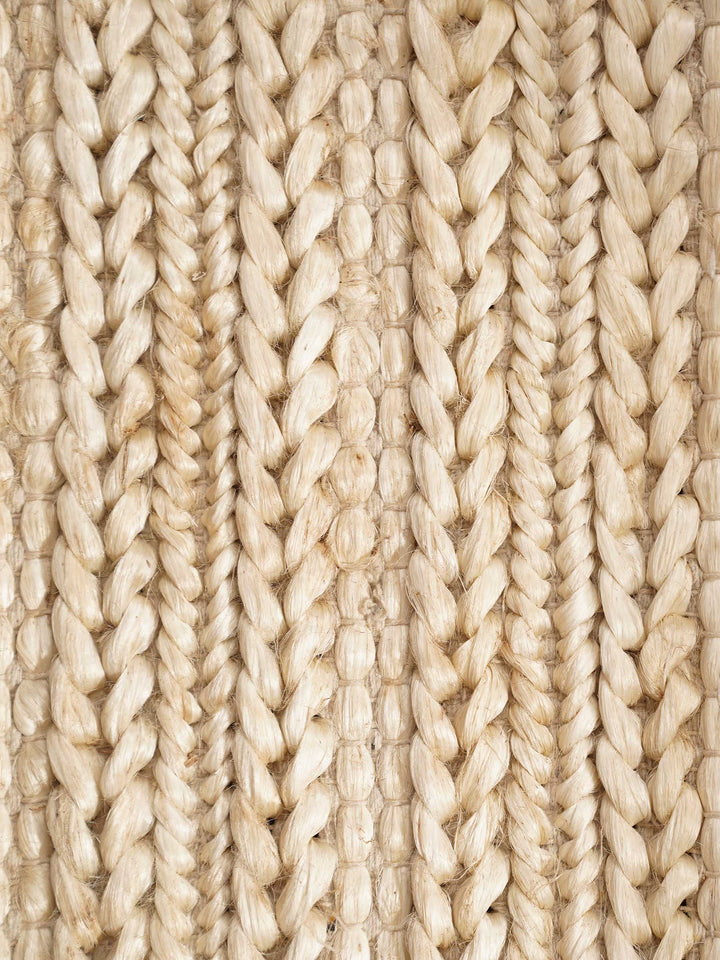 Ivory Contemporary Hand Knotted Sumak Jute Rug
